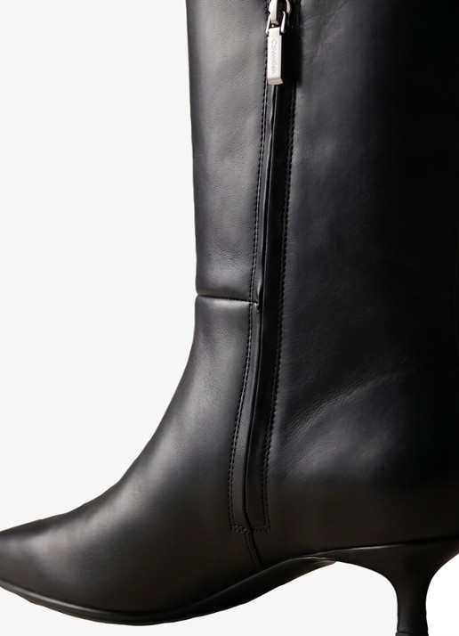 Calvin Klein Laars van leer - detail 5 diepzwart