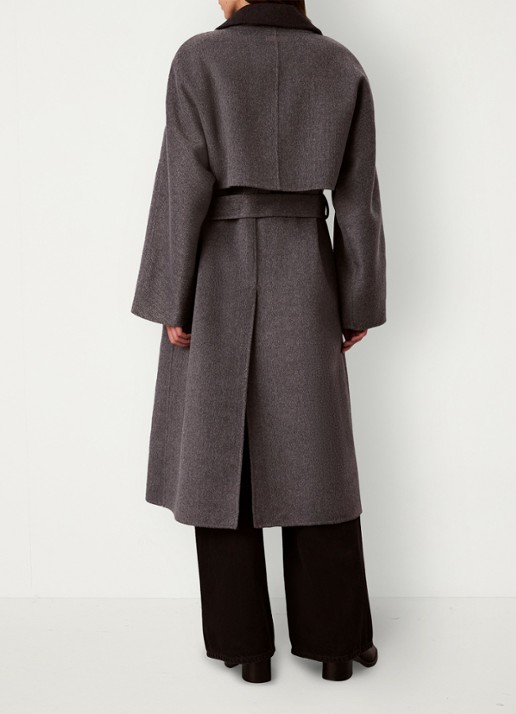 Calvin Klein Lange trenchcoat van wolmix - achterkant 6 grijs