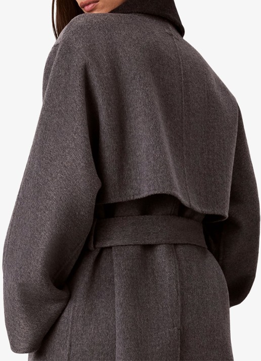 Calvin Klein Lange trenchcoat van wolmix - detail grijs