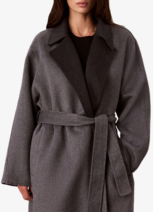 Calvin Klein Lange trenchcoat van wolmix - detail 2 grijs