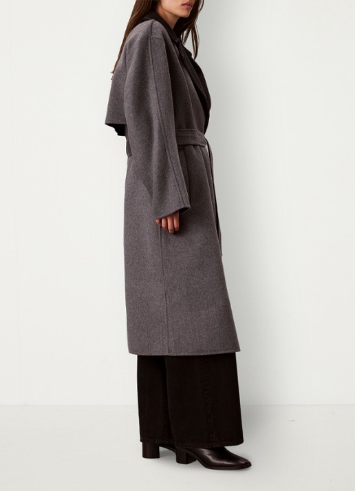 Calvin Klein Lange trenchcoat van wolmix - detail 3 grijs