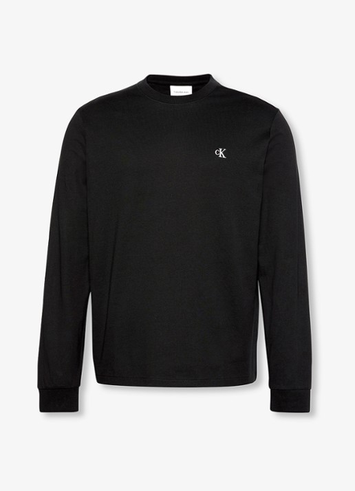 Calvin Klein Longsleeve met logo - voorkant zwart