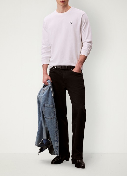 Calvin Klein Longsleeve met logo - voorkant 7 wit