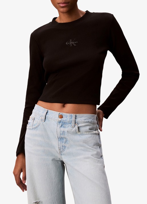 Calvin Klein Longsleeve top met logo en ronde hals