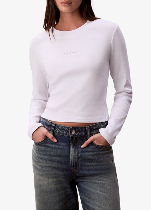 Calvin Klein Longsleeve top met logo en ronde hals