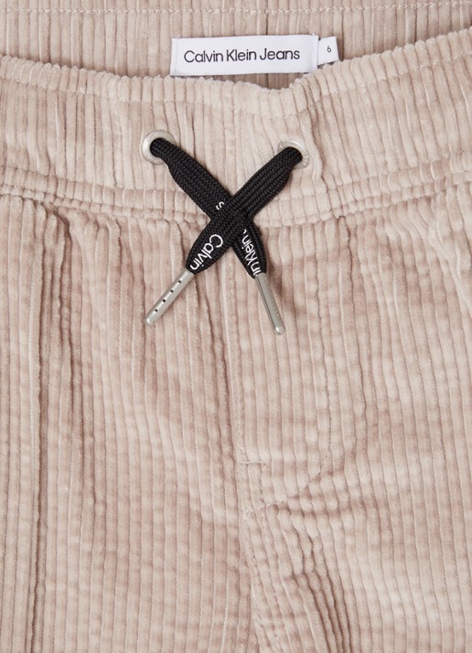 Calvin Klein Loose fit cargobroek van corduroy met logo - detail 3 lichtgrijs