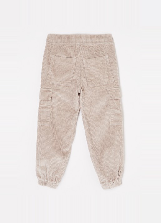 Calvin Klein Loose fit cargobroek van corduroy met logo - voorkant 2 lichtgrijs