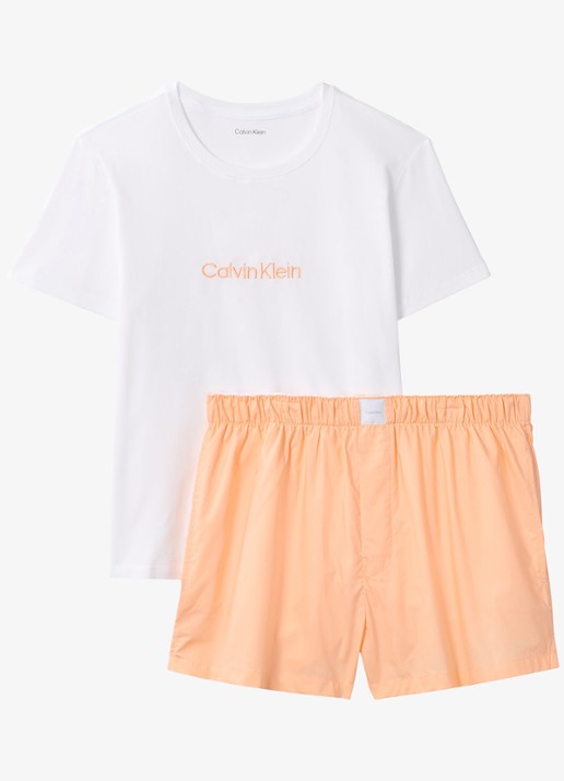 Calvin Klein Lounge pyjamaset met logo - voorkant wit