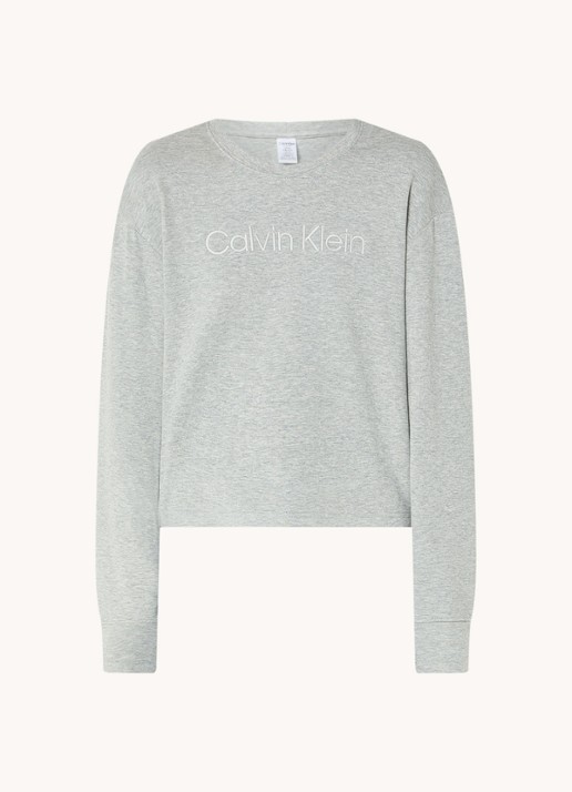 Calvin Klein Lounge sweater met logoborduring - voorkant grijsmele