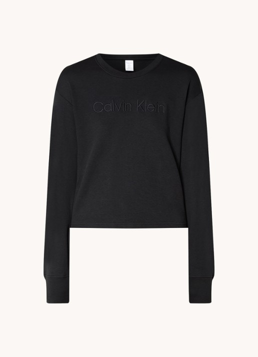 Calvin Klein Lounge sweater met logoborduring - voorkant zwart