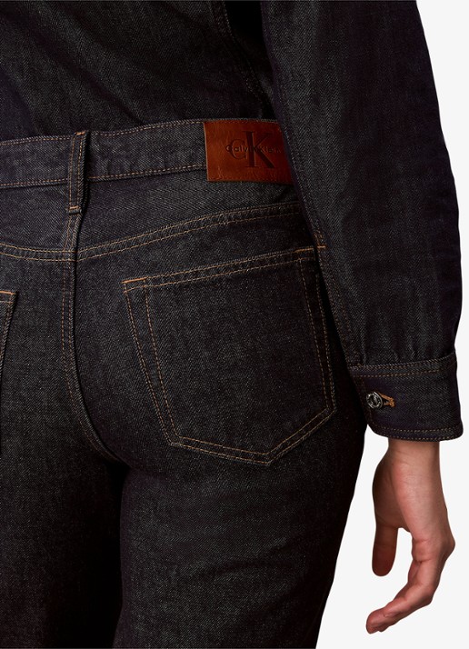 Calvin Klein Low waist straight leg jeans met steekzakken - detail 4 donkerblauw