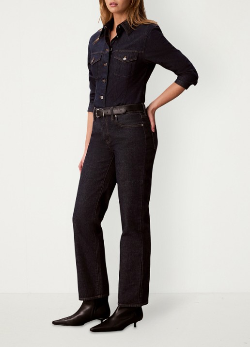 Calvin Klein Low waist straight leg jeans met steekzakken - detail 5 donkerblauw