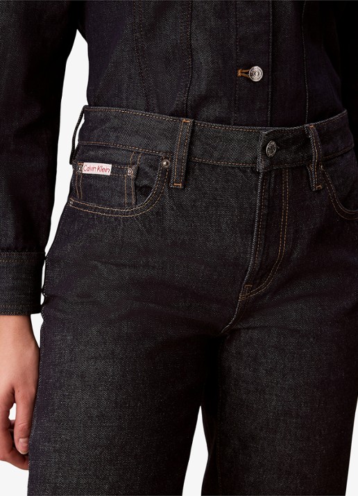 Calvin Klein Low waist straight leg jeans met steekzakken - detail 6 donkerblauw