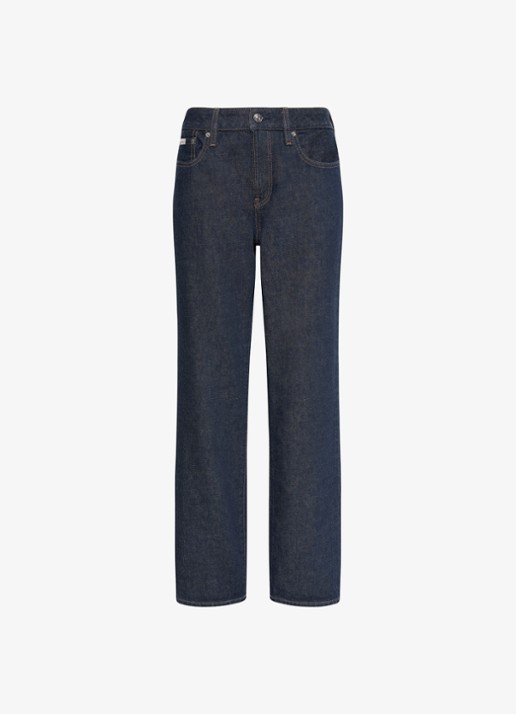 Calvin Klein Low waist straight leg jeans met steekzakken - voorkant donkerblauw