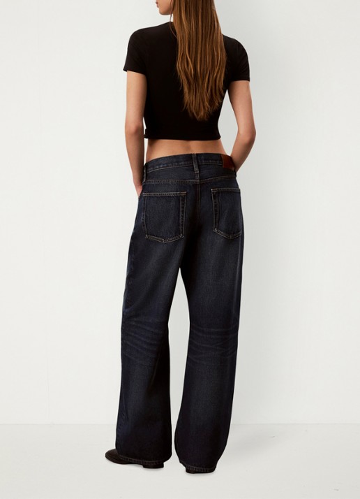 Calvin Klein Low waist wide fit jeans met donkere wassing - achterkant 5 donkergrijs