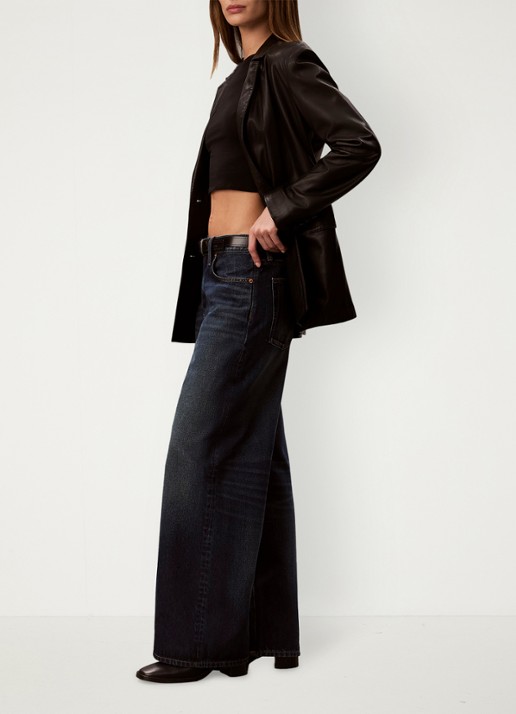 Calvin Klein Low waist wide fit jeans met donkere wassing - detail 3 donkergrijs