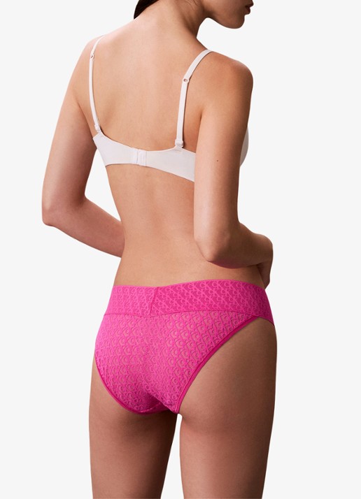 Calvin Klein Low waisted hipster met details van kant - achterkant 2 donkerroze