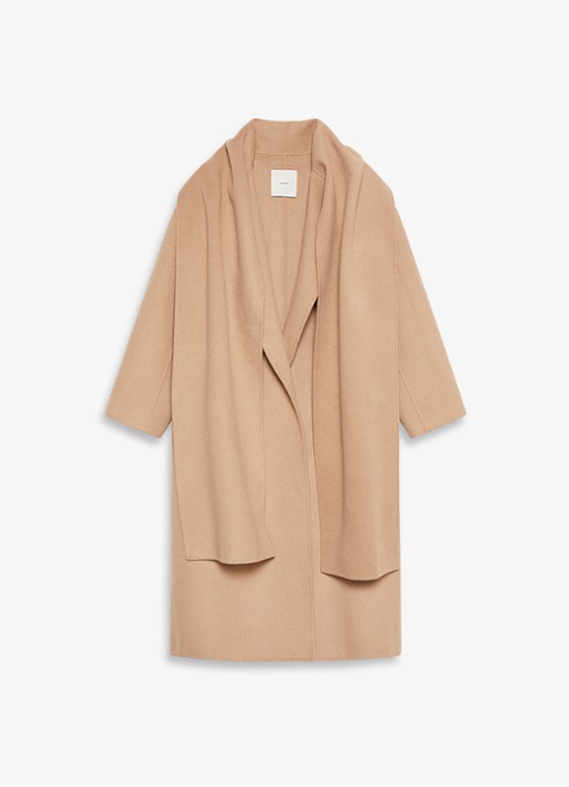 Calvin Klein Mantel met sjaalkraag - voorkant 6 camel