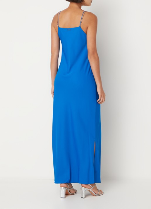 Calvin Klein Maxi jurk met split - achterkant 4 kobaltblauw