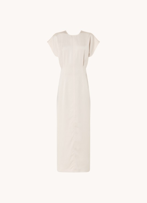 Calvin Klein Maxi jurk van satijn met split - voorkant 3 creme