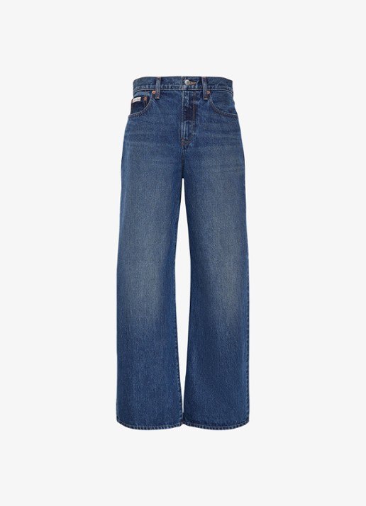 Calvin Klein Mid waist loose fit jeans met steekzakken - voorkant 5 indigo