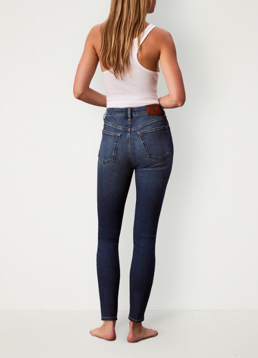 Calvin Klein Mid waist skinny jeans met lichte wassing - achterkant indigo