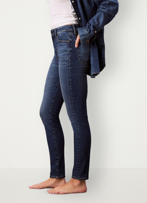 Calvin Klein Mid waist skinny jeans met lichte wassing - detail 4 indigo