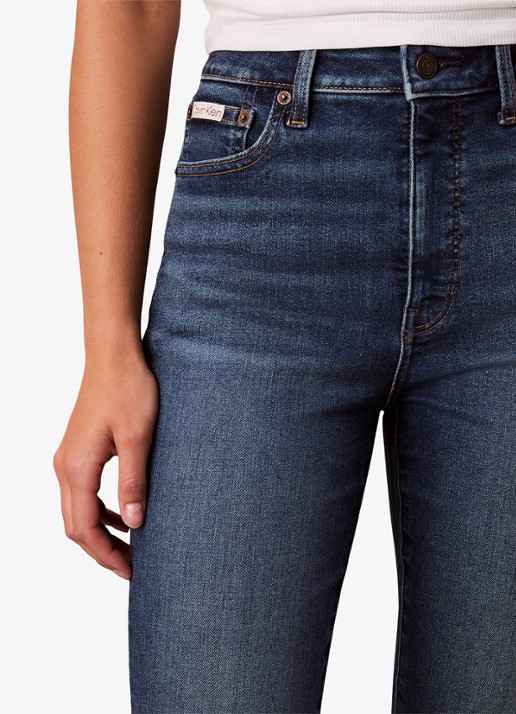 Calvin Klein Mid waist skinny jeans met lichte wassing - detail 5 indigo