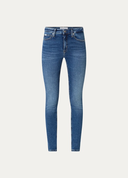 Calvin Klein Mid waist skinny jeans met medium wassing - voorkant 7 indigo