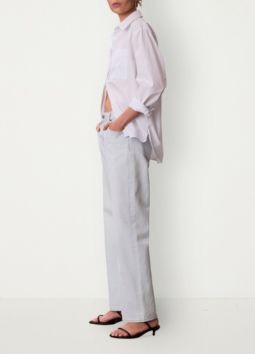 Calvin Klein Mid waist straight fit jeans met lichte wassing - detail 4 denim