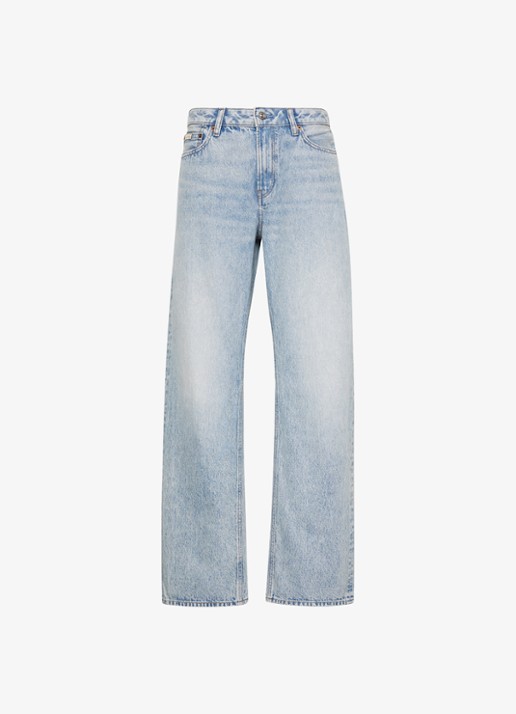 Calvin Klein Mid waist straight fit mom jeans met logo - voorkant 6 denim