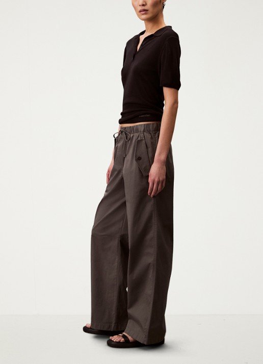 Calvin Klein Mid waist wide fit cargobroek met steekzakken - detail 4 donkergrijs