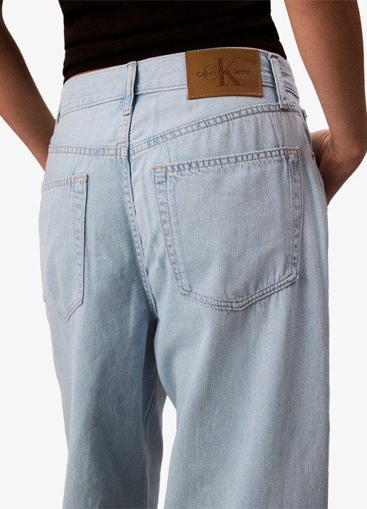 Calvin Klein Mid waist wide leg jeans in linnenblend - detail 4 indigo