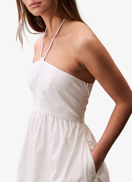 Calvin Klein Midi halterjurk met steekzakken - detail 6 wit