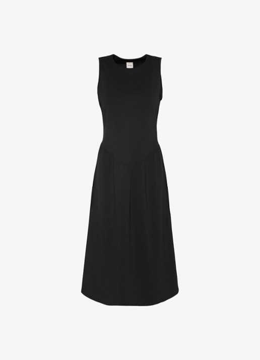 Calvin Klein Midi jurk met plooien - voorkant 6 zwart