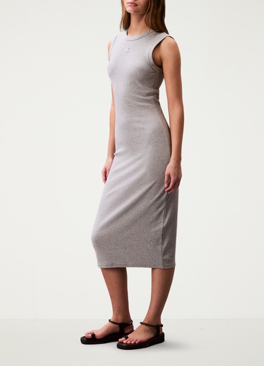 Calvin Klein Midi jurk met ribstructuur met logoborduring