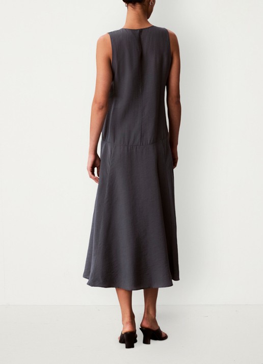 Calvin Klein Midi jurk met ronde hals - achterkant 6 blauwgrijs