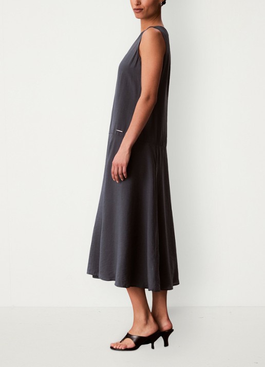 Calvin Klein Midi jurk met ronde hals - detail 4 blauwgrijs