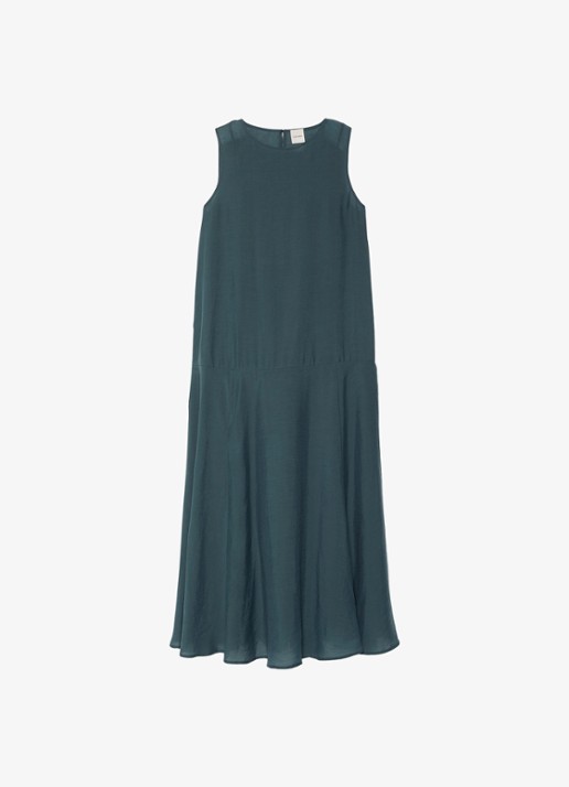 Calvin Klein Midi jurk met ronde hals - voorkant blauwgrijs