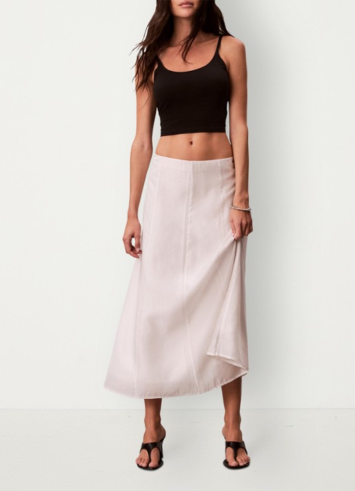 Calvin Klein Midi rok met blinde ritssluiting - voorkant 2 oudroze