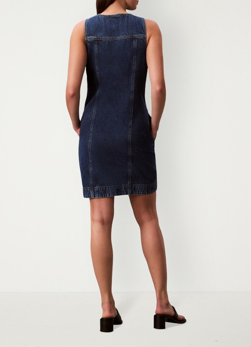Calvin Klein Mini denim jurk met borstzakken - achterkant donkerblauw