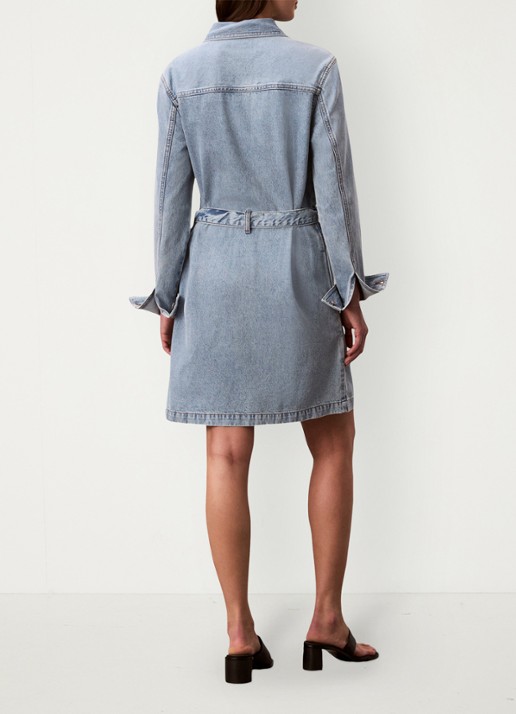 Calvin Klein Mini denim jurk met strikceintuur - achterkant denim