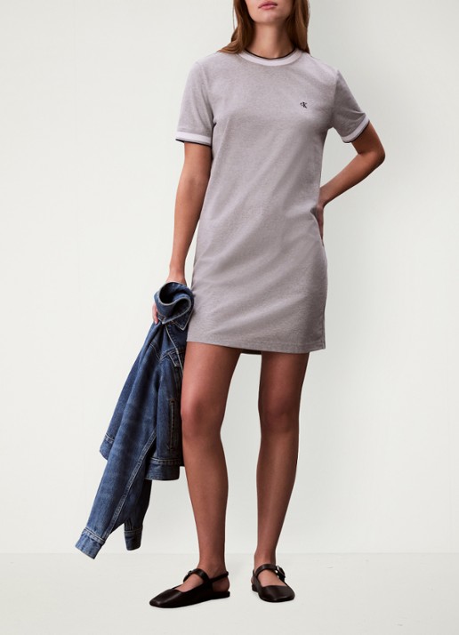 Calvin Klein Mini jurk met logo - voorkant 2 grijs