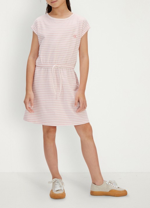 Calvin Klein Mini jurk met streepprint en steekzakken - detail 2 roze