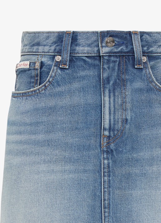 Calvin Klein Mini rok met medium wassing - detail 3 denim