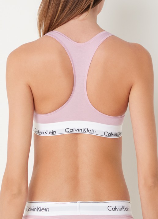 Calvin Klein Modern bralette met logoband - achterkant 3 mauve mist  / violet