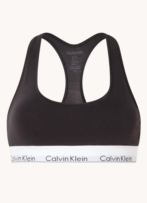 Calvin Klein Modern bralette met logoband - voorkant black / zwart
