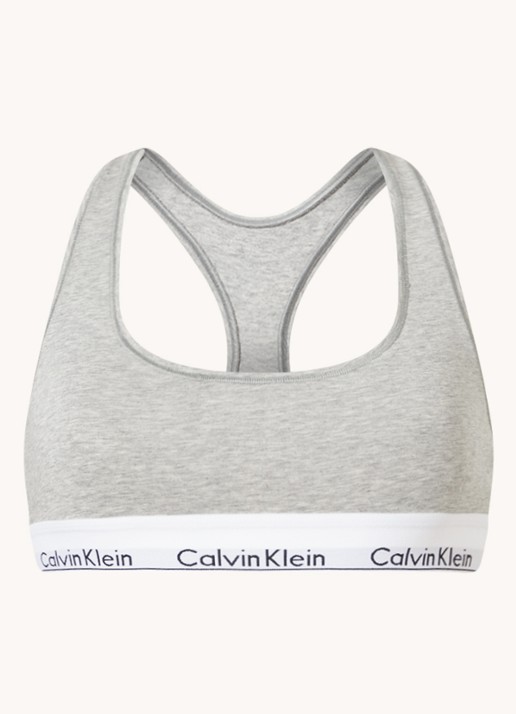Calvin Klein Modern bralette met logoband - voorkant 4 grey heather / grijs