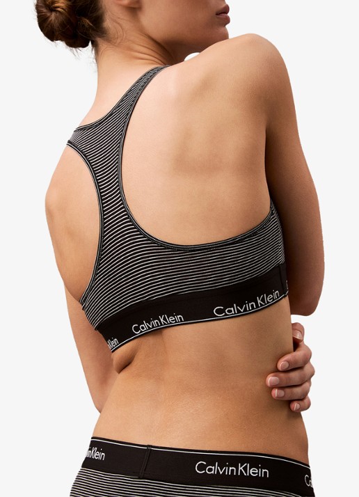 Calvin Klein Modern bralette met logoband - detail 6 hairline stripe black / zwart