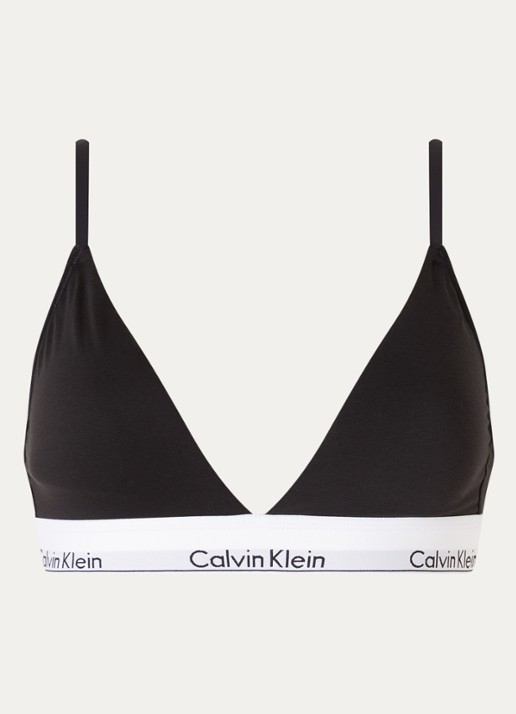 Calvin Klein Modern bralette met uitneembare vulling en logoband - voorkant 7 black / zwart